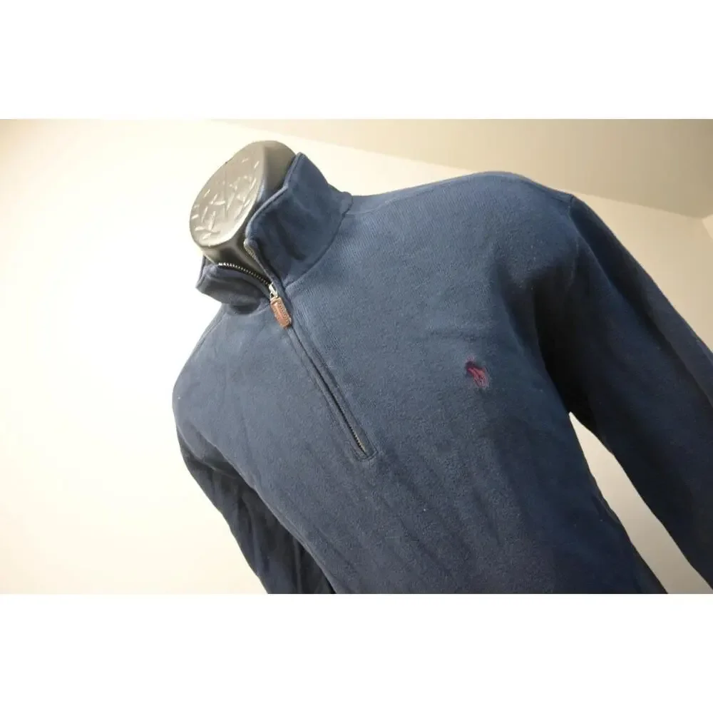 Polo Ralph Lauren 1/4 Zip Sweater Dark Blue Long Sleeve Pullover Mens Size Large